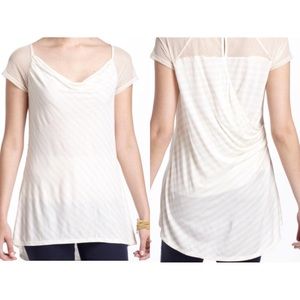 Anthropologie One September Cream lace stripe top